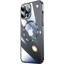 PineApple TR Apple iPhone 13 Pro Uyumlu Wireless Şarj Özellikli Sert Pc Zore Riksos Magsafe Kapak-Siyah