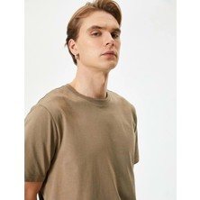 Koton Basic Tişört Bisiklet Yaka Kısa Kollu - Koton - 4SAM10281HK - Haki
 - S