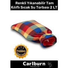 Carlburn Premium Büyük Boy Kauçuk Yıkanabilir Polar Kılıflı Termofor Regl Kötü Hava Sıcak Su Torbası 2 Lt