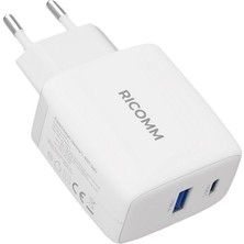 Ricomm 65W Gan Usb-C + Usb-A Şarj Aleti Apple & Samsung iPhone Macbook Uyumlu Hızlı Şarj Cihazı + 2mt 100W Type-C Kablo