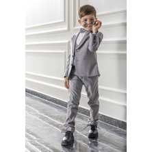 Nexactive Yelekli Papyonlu Çocuk Genç Mevsimlik Takım Elbise Mezuniyet Balo Bayramlık Düğünlük Damatlık Seti 5'li NX-5004