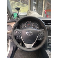 Detay Toyota Corolla-Auris 2015  Model Uyumlu Bentley  Desen Direksiyon Kılıfı Siyah Dikiş
