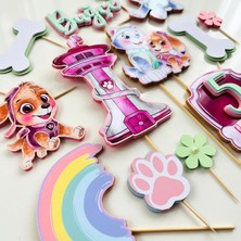 Cake Topper Süper Köpekler Temalı Kişiye Özel Kız Çocuk Doğum Günü Pasta Parti Süsü Seti