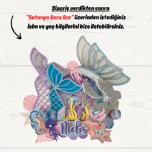Cake Topper Deniz Kızı Temalı Kişiye Özel Kız Çocuk Doğum Günü Pasta Süsü (23X21CM)