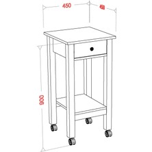 Boyut Mobilya Tek Çekmeceli, Tekerlekli Servis Sehpası, Servant