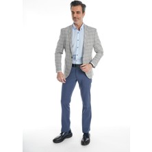 Inter Sivin Slim Fit Yarım Astarlı Erkek Yazlık Gri Blazer Tek Ceket