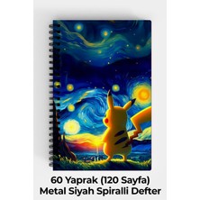 Anime Marketi Van Gogh Pikachu Temalı A5 Spiralli Sert Kapak Defter 120 Yaprak