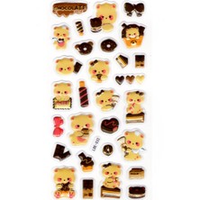 Limmy Sticker Kabartmalı Stiker Defter Planlayıcı Etiket (LDE032)-19X9CM - Ayıcık Çikolata