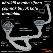 Çöpmak Körüklü Sifon Üstten Damlalıklı Çiftli Büyük Kafa Evye Sifonu Lavabo Gideri Pislik Tutuculu