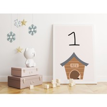 Pegziz Bebek Odası Dekorasyon - Sayılar 1 Minimalist Kanvas Tablo - Çocuk Odası Tablo