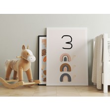 Pegziz Bebek Odası Dekorasyon - Sayılar 3 Minimalist Kanvas Tablo - Çocuk Odası Tablo