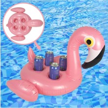 Dev Boy Flamingo Figürlü 4'lü Şişme Bardak Tutucu Havuz Partisi Şişme Bardaklık 55 cm