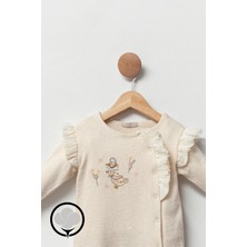 Cassiope Mini Princess Kız Bebek Patiksiz Tulum Jakarlı Örme Kumaş 3-6-9 Ay 6 Ay - Bej