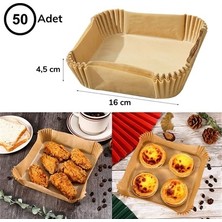 Çetiner Group 50 Adet Air Fryer Pişirme Kağıdı Tek Kullanımlık Hava Fritöz Yağ Geçirmez Yapışmaz Kare Tabak Model