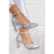 Erkan Saçmacı Liana Lame Fileli Sivri Burun Klasik İnce Topuklu Ayakkabı