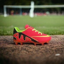 Cihan Shoes Çocuk Krampon Çim Saha Halı Saha Futbol Ayakkabısı Nar Sarı