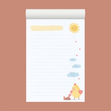Grdall 1 Adet - A6 Ebatta Üstten Tutkallı Not - Tutkallı Bloknot - Desenli Notluk - Notepad