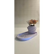 Laurel-Wood Beton Vazo-Oval Sunum Tepsisi(Çiçek Desenli Özel Model)