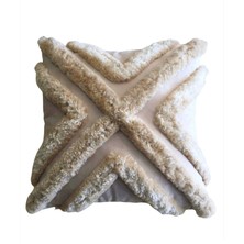 Home Art Atelier Hand Made Punch Tufte Kırlent Kılıf- Kırık Beyaz/bej