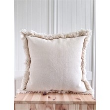 Home Art Atelier Hand Made Kenar Saçaklı Dokuma Kırlent Kilif- Naturel Renk