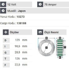 Nursan 140212 Statör 12V 75A Opel Combo 1.7 Dizel Klimalı Hitaçi Tipi