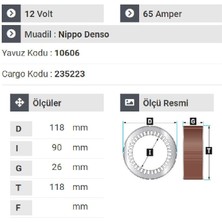 Nursan 160412 Statör 12V 65A Toyota Corolla-Corona-Honda Accort Klimalı