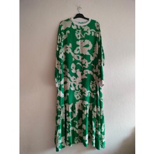 Çınar Butik Viscon Tesettür Elbise Yeşil - 42