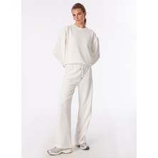 Denim Trip Rahat Fit Beyaz Kadın Jogger Sweatpants / Eşofman altı