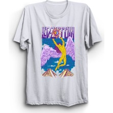 The Fame LED Zeppelin, Colorful Design, Rock Metal Müzik Grubu Baskılı, %100 Pamuk Tişört