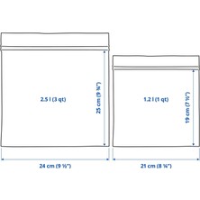 Ikea Kilitlenebilir Buzdolabı Poşeti, 2,5 Lt ve 1,2 Lt, 50 Adet