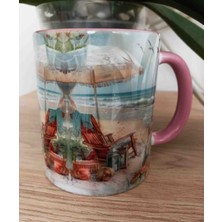 Mugs And Love Sahilde Huzur Vintage Baskı Büyük Boy Kupa