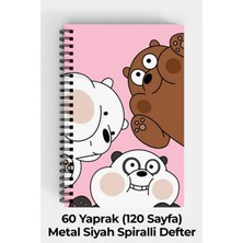 Anime Marketi Sevimli Ayılar Tasarımlı A5 Spiralli Sert Kapak Defter 120 Yaprak