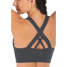 Ghassy Co. Kadın Çarpraz Sırt Detaylı Criss Cross Kaplı Yoga Egzersiz Fitness Spor Sütyeni