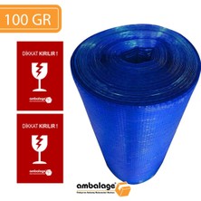 100 cm x 10 Metre 110 gr Üç Kat Mavi Balonlu Naylon 5 Adet Kırılır Etiketi Kalın Pat Pat Naylon