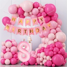 Tinky Winky Pembe Doğum Günü Konsepti Parti Eğlence Doğum Günü Kutlama Balon Zincir Kiti