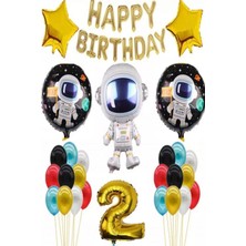 Tinky Winky Uzay Temalı Folyo Balon Seti Yaş Seçenekli Zincir Seti