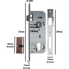 Silindirli Kare 40MM Gömme Giriş Kapısı Kilidi Çelik Kapı KILIDI(23MMX40MM Barel Dahil Takım)