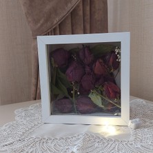 Verda Çerçeve 20X20X5 cm Ledli Beyaz Anı Çerçevesi! Yeni Moda Çiçek Anı Çerçevesi!