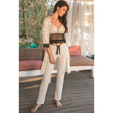 Emos Avm Ekru Puantiye Desenli Sabahlıklı Pijama Takımı 5528