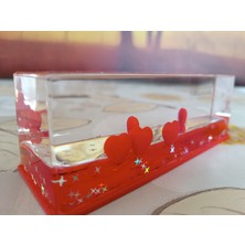 Efna Store Batmayan Yıldızlı Aşk Kalpleri Akvaryum Içinde Lüks Hediyelik,dekorafij Obje, 14X5X4 cm