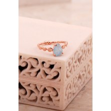Sümer Telkari Paraiba Rose Gümüş Damla Yüzük 5788