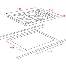 Teka E/60.3 4g Aı Al Nat Inox 4 Gözlü 60 Cm. Ankastre Ocak