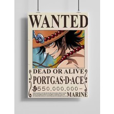 Poster City One Piece Portgas D. Ace Bounty Wanted Posteri - Çerçevesiz Parlak Fotoğraf Kağıdı