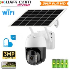 Wificam 3 mp 1080P Solar Güneş Enerjili Ptz Wifi Kamera Carecam Pro App (Sim Kartlı Değildir)