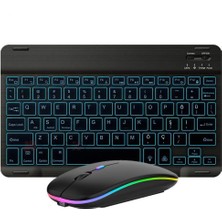 Sneezy Lenovo Tab M10 Tüm Seri Rgb Işıklı Bluetooth & Wireless Türkçe Klavye Mouse Seti