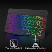 Sneezy Lenovo Tab M10 Tüm Seri Rgb Işıklı Bluetooth & Wireless Türkçe Klavye Mouse Seti