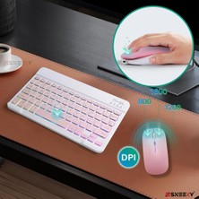 Sneezy Lenovo Tab M11 Tüm Seri Rgb Işıklı Bluetooth & Wireless Türkçe Klavye Mouse Seti