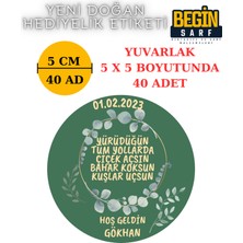 Begin Sarf 3 cm 4 cm 5cm 6 cm Yeni Doğan Bebek Hediyelik Etiketi Isim Tarih Yazılabilir Yuvarlak Etiket 003