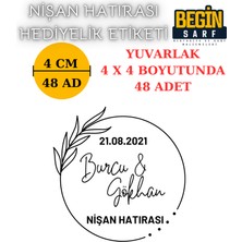 Begin Sarf 3 cm 4 cm 5 cm 6 cm Nişan Hatırası Etiketi Kendinden Yapışkanlı Kişiye Özel Yuvarlak Etiket