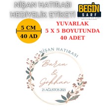 Begin Sarf 3 cm 4 cm 5 cm 6 cm Nişan Hatırası Etiketi Kendinden Yapışkanlı Kişiye Özel Yuvarlak Etiket